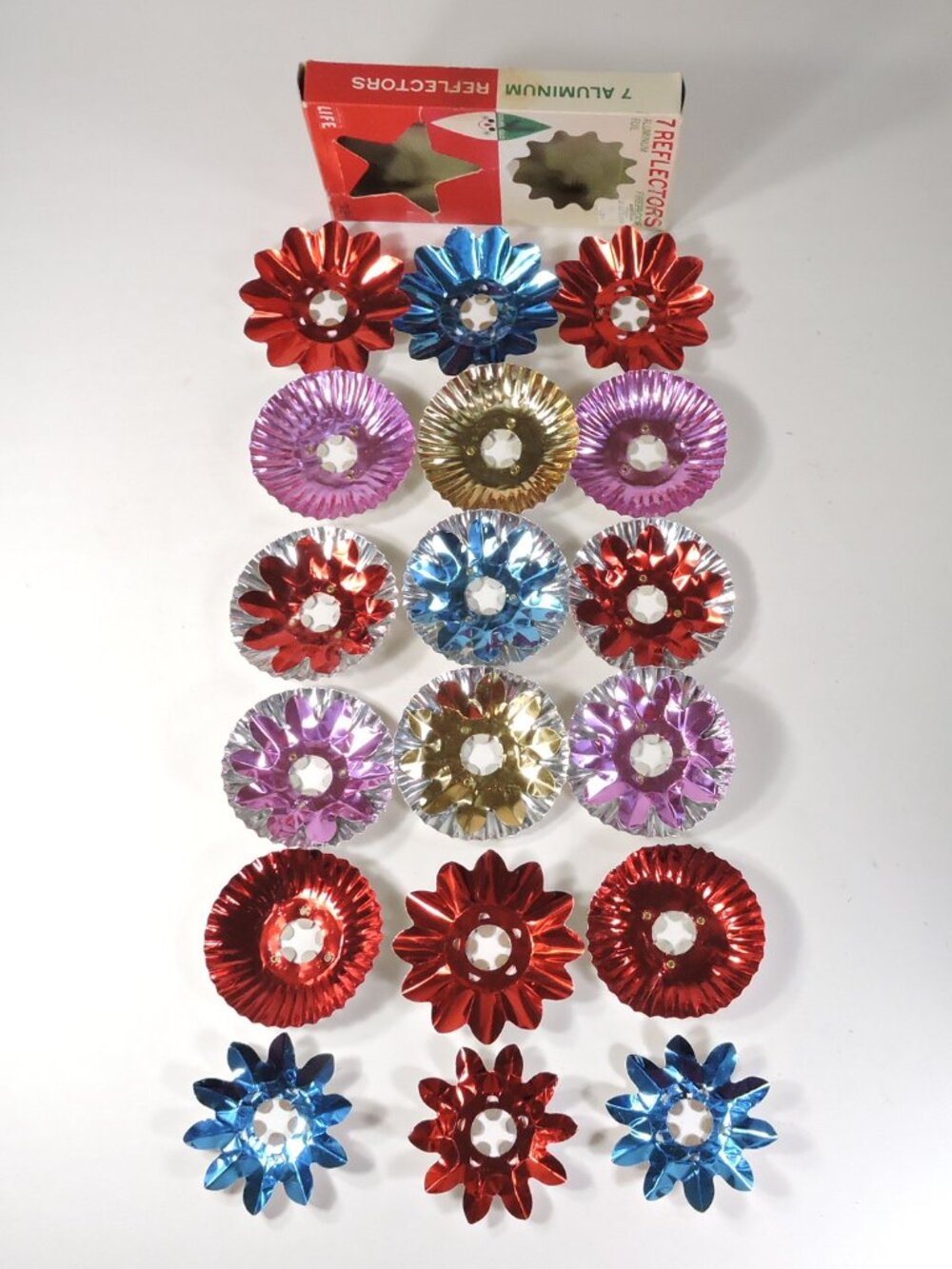 18 Mixed Aluminum Foil Metal Christmas Light Reflectors 1970's - 80's era